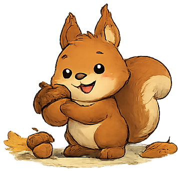 Chestnut mascot holding an acorn
